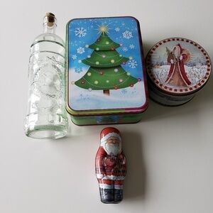 Christmas tins and bottle (set of 4)